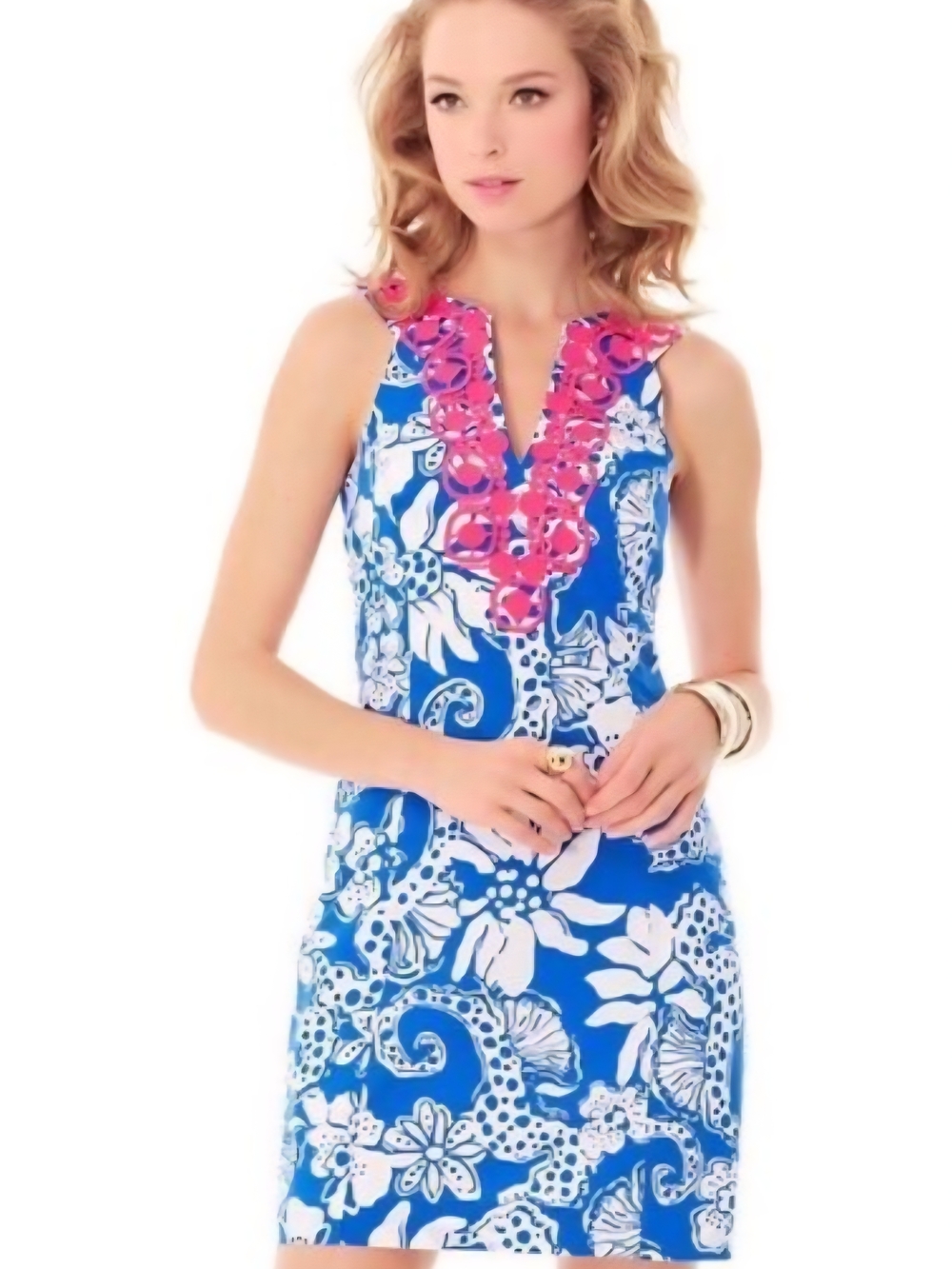 Lilly Pulitzer Embroidered Augusta Shift Dress Blue Sz Med Resort Nantucket